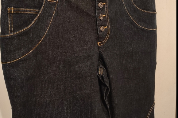 Suzanne Somers NWT Dark Wash Decorative Stich Flare Stretch Jeans Sz 12 Western - Picture 2 of 7